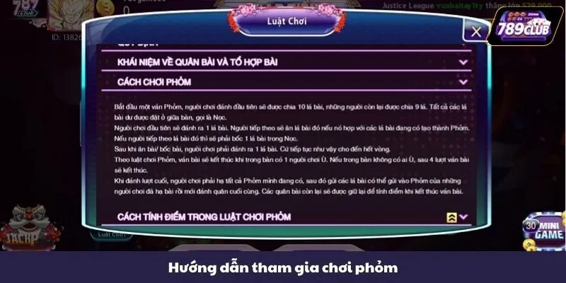 Hướng dẫn tham gia chơi phỏm